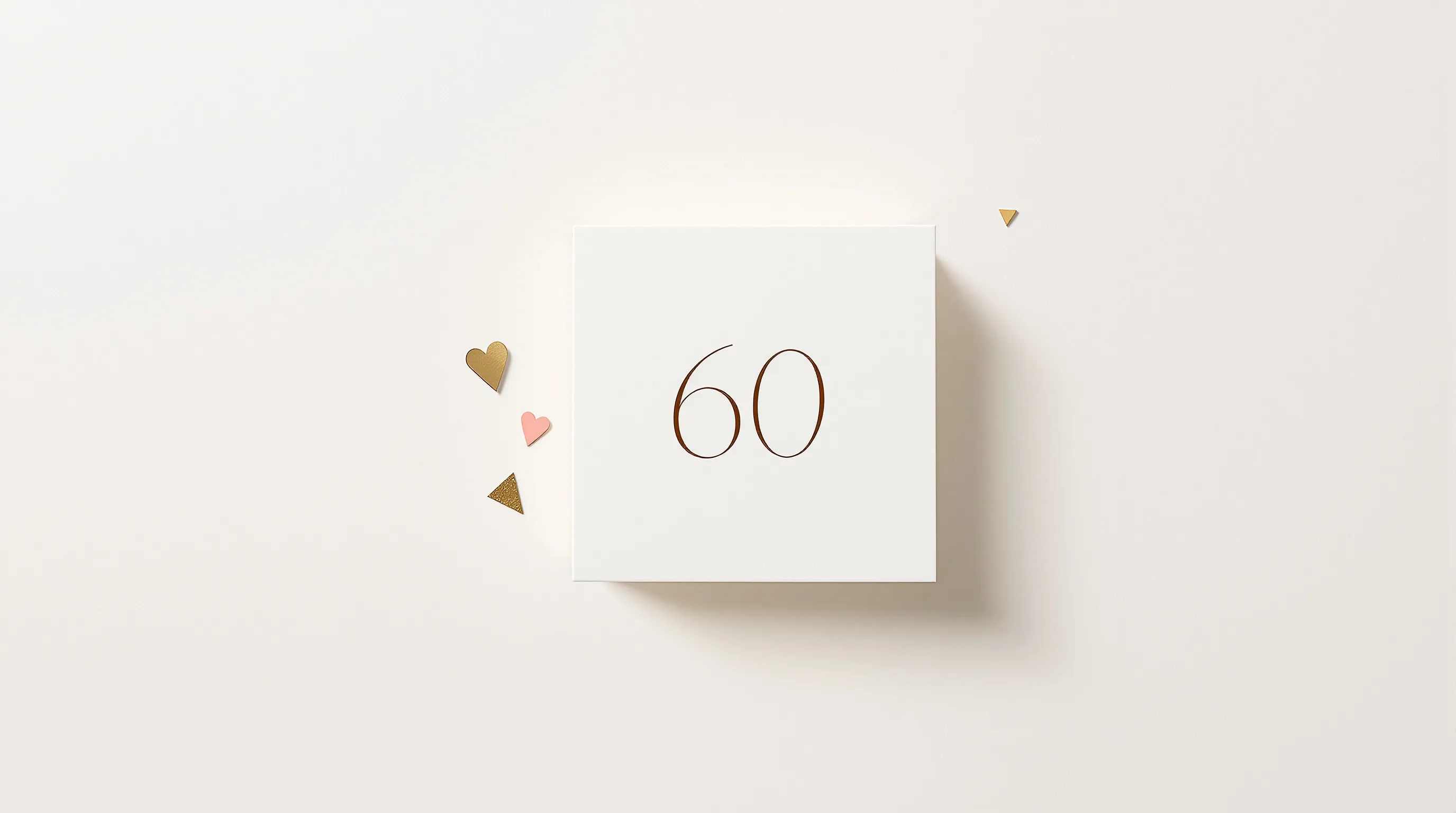 Birthday greeting card with heart icon and number 60 on white background.