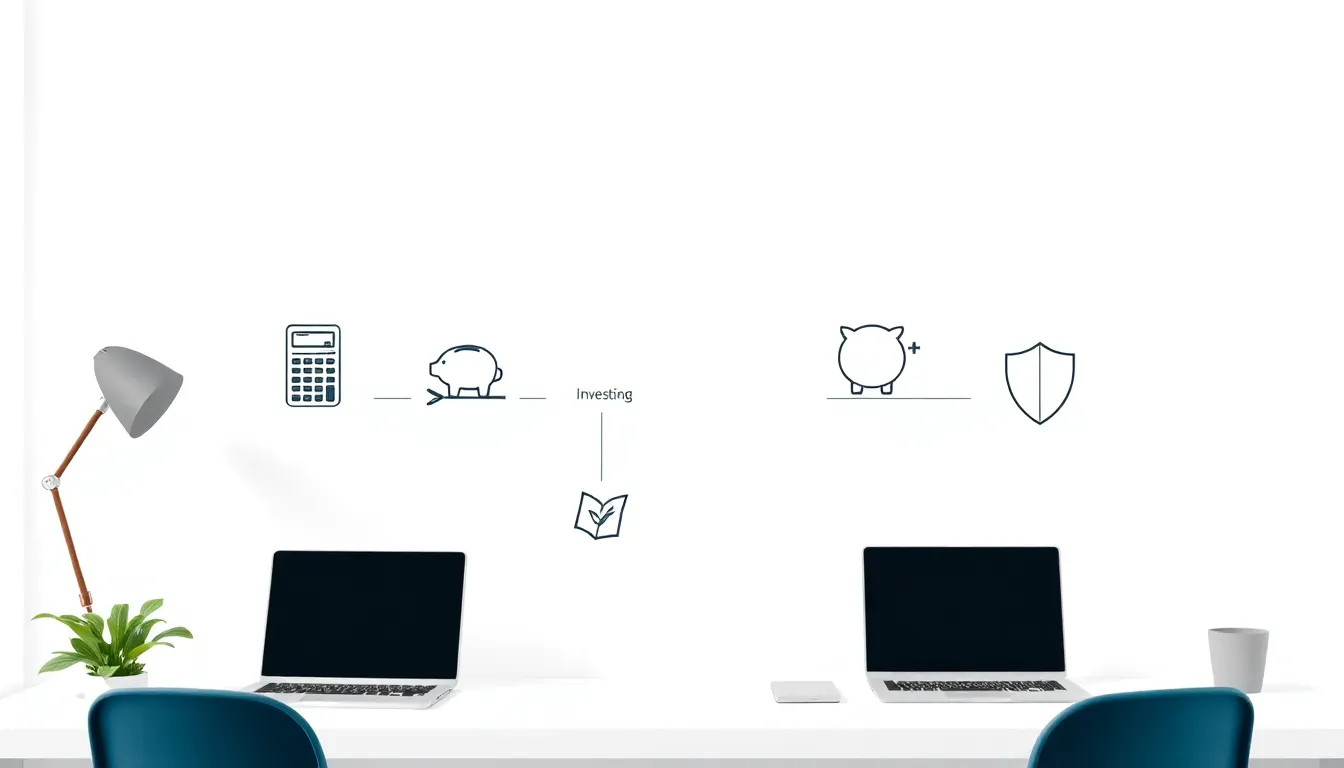 digital flowchart depicting personal finance concepts in a modern style.