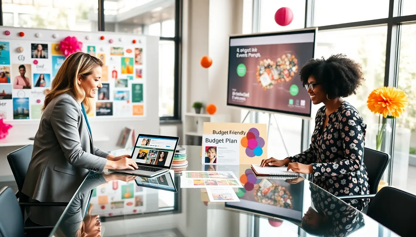 diverse event planning team brainstorming in a modern office.
