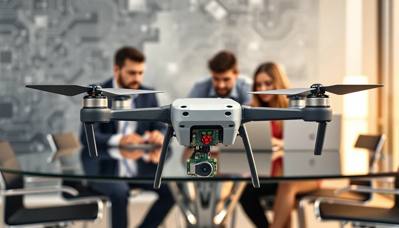 diverse team working on a thermal drone with Raspberry Pi Zero.