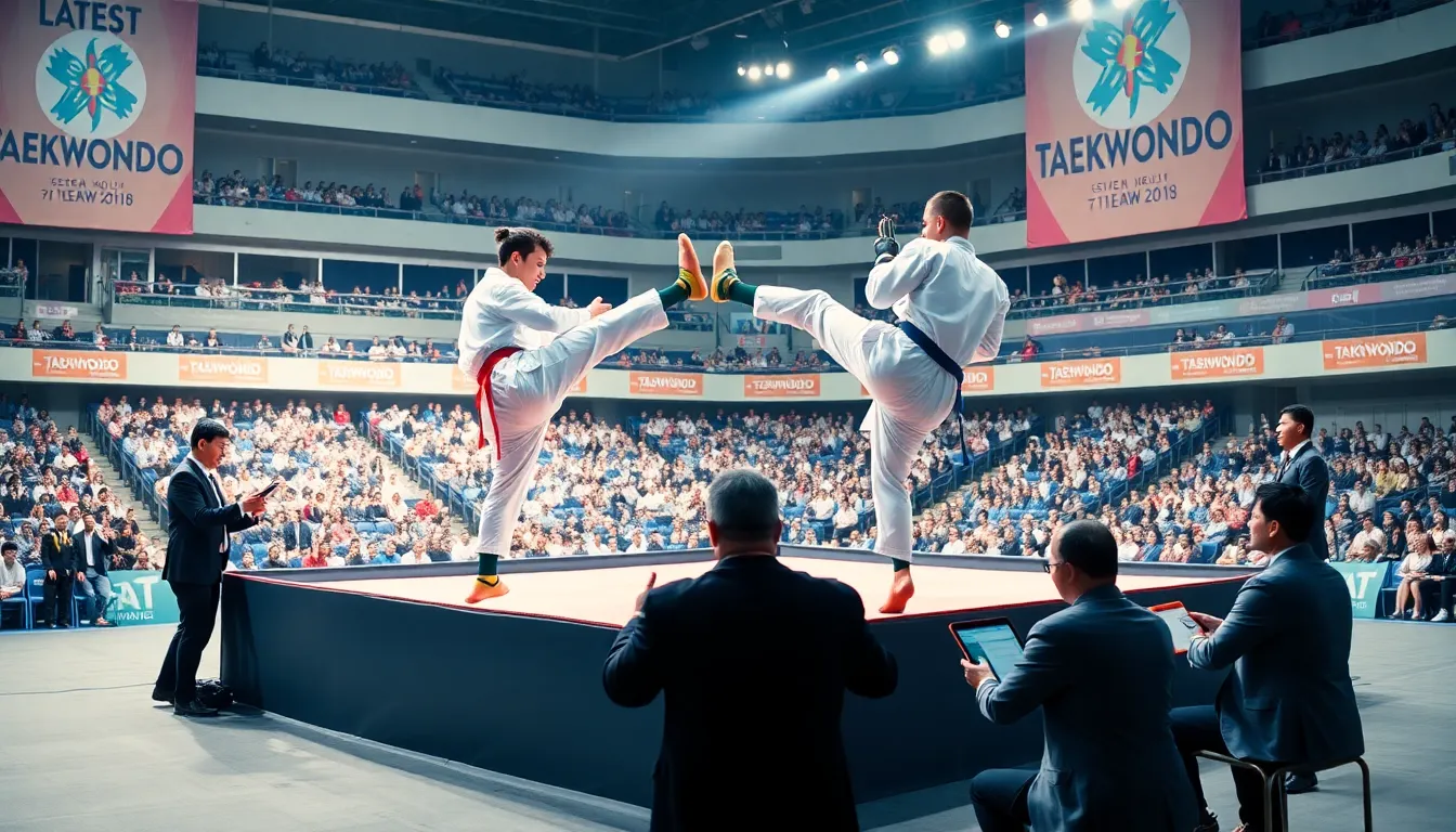 taekwondo competitors in action during an electrifying bout.