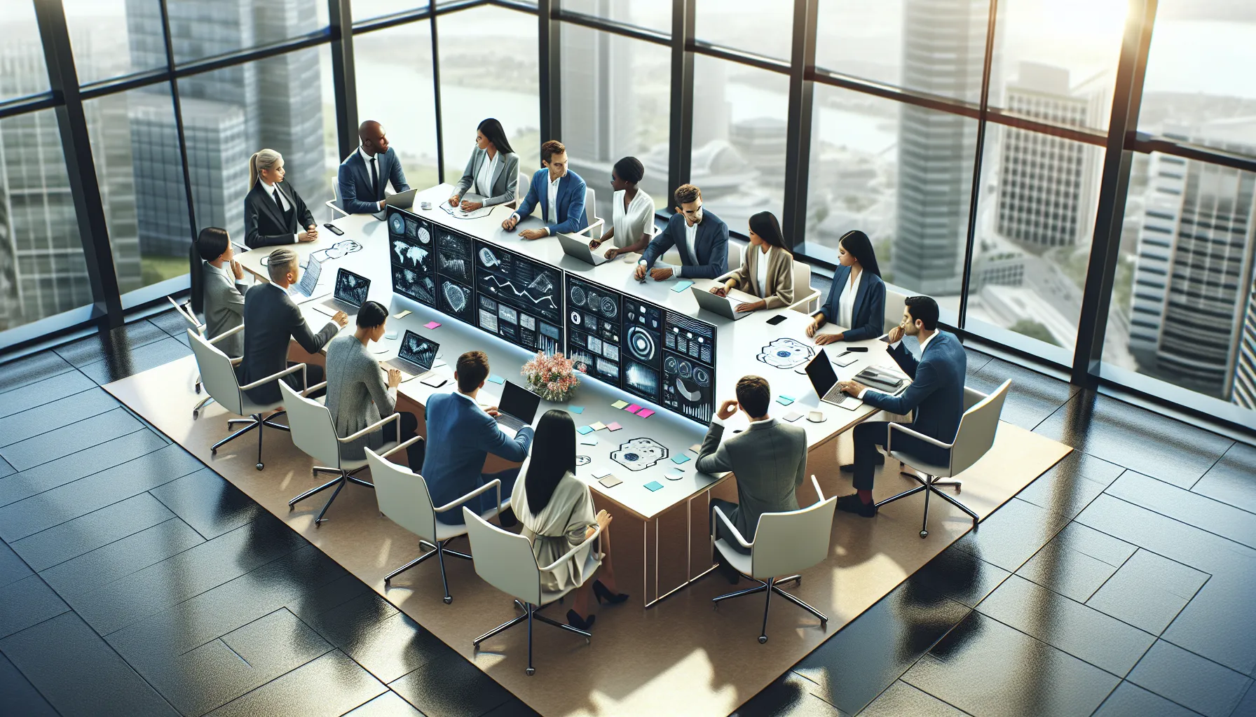 diverse professionals collaborating in a modern office on IP address assignment.