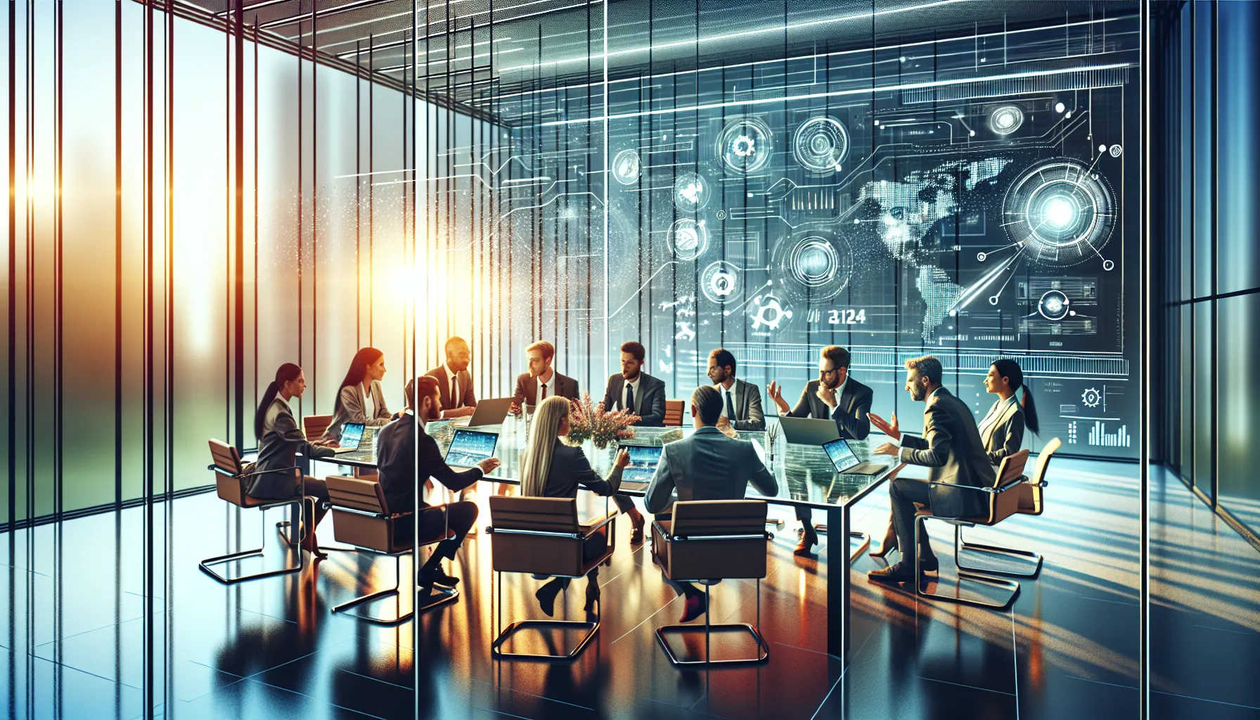 diverse team collaborating in a modern office setting.