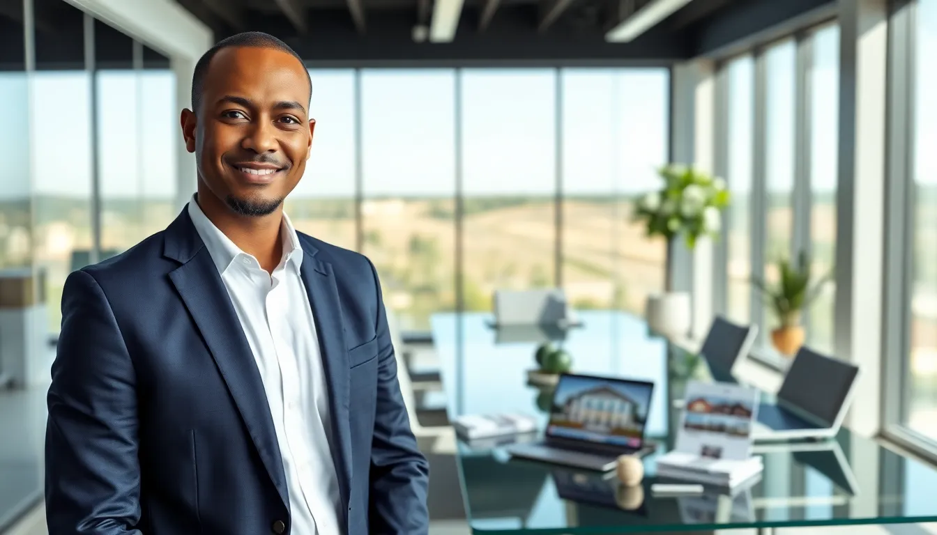 Timothy Williams in a modern office, embodying real estate professionalism.