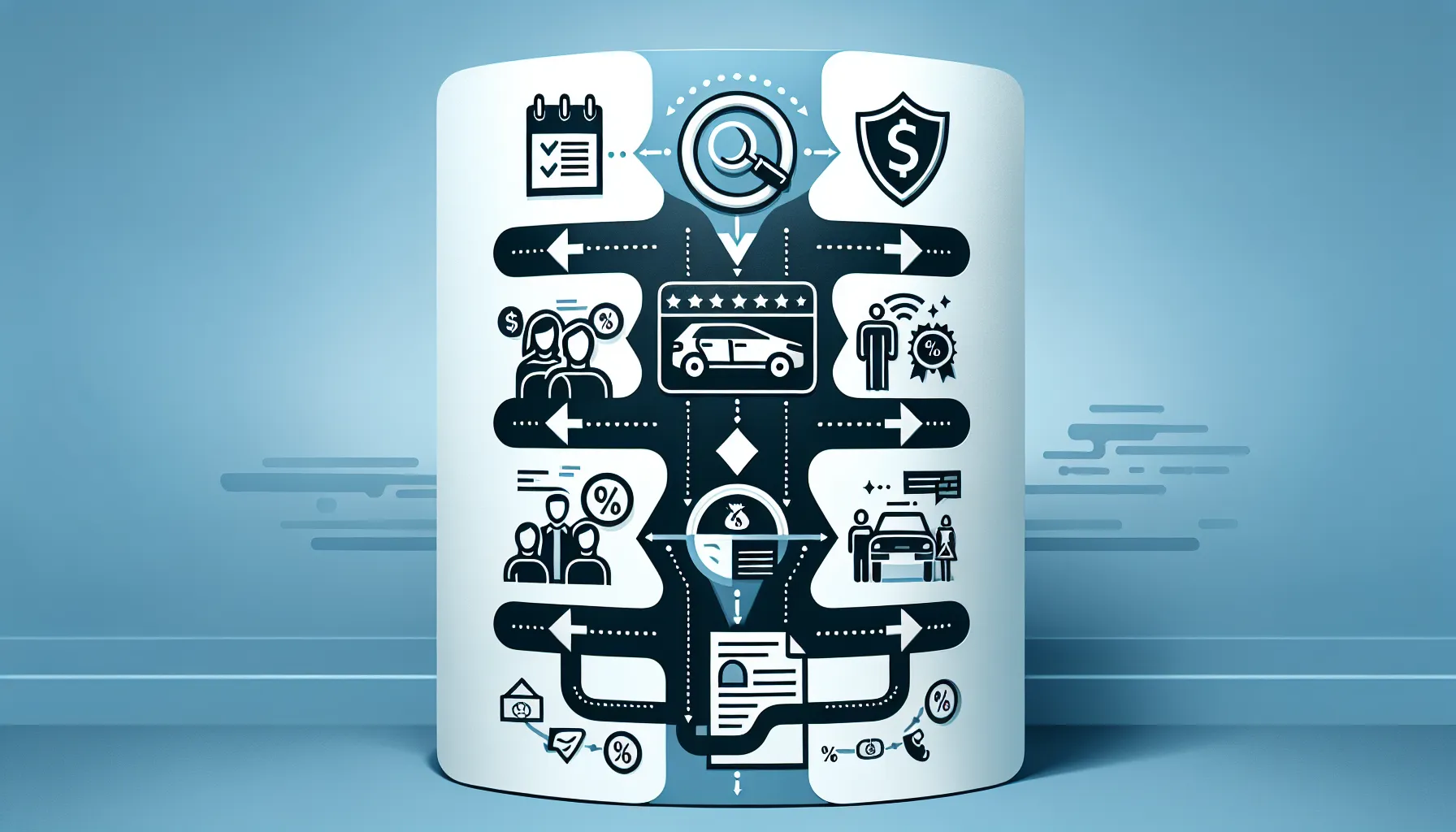 auto insurance review process illustrated with yearly cycle and coverage steps
