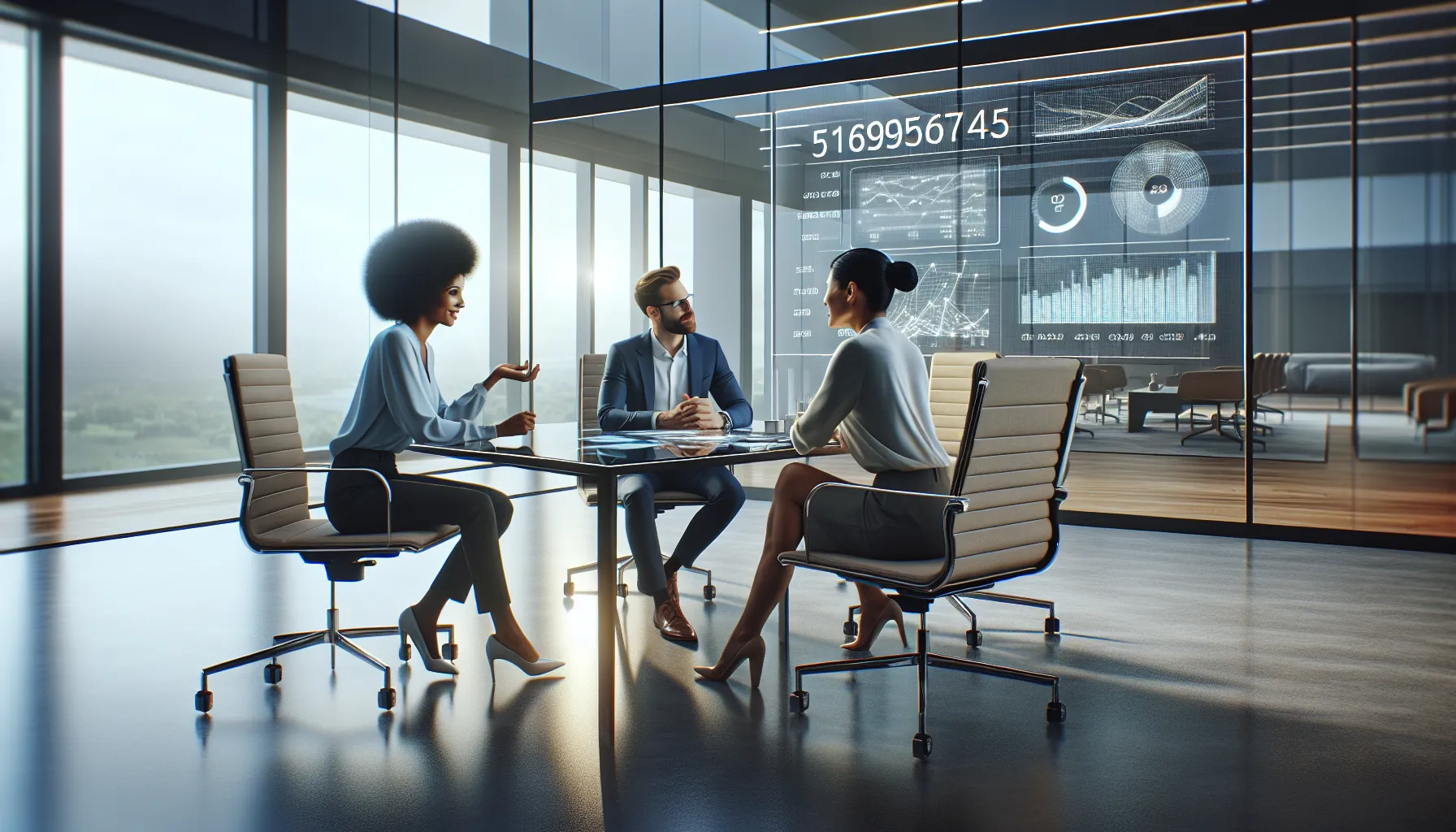 professionals collaborating around a conference table in a modern office.