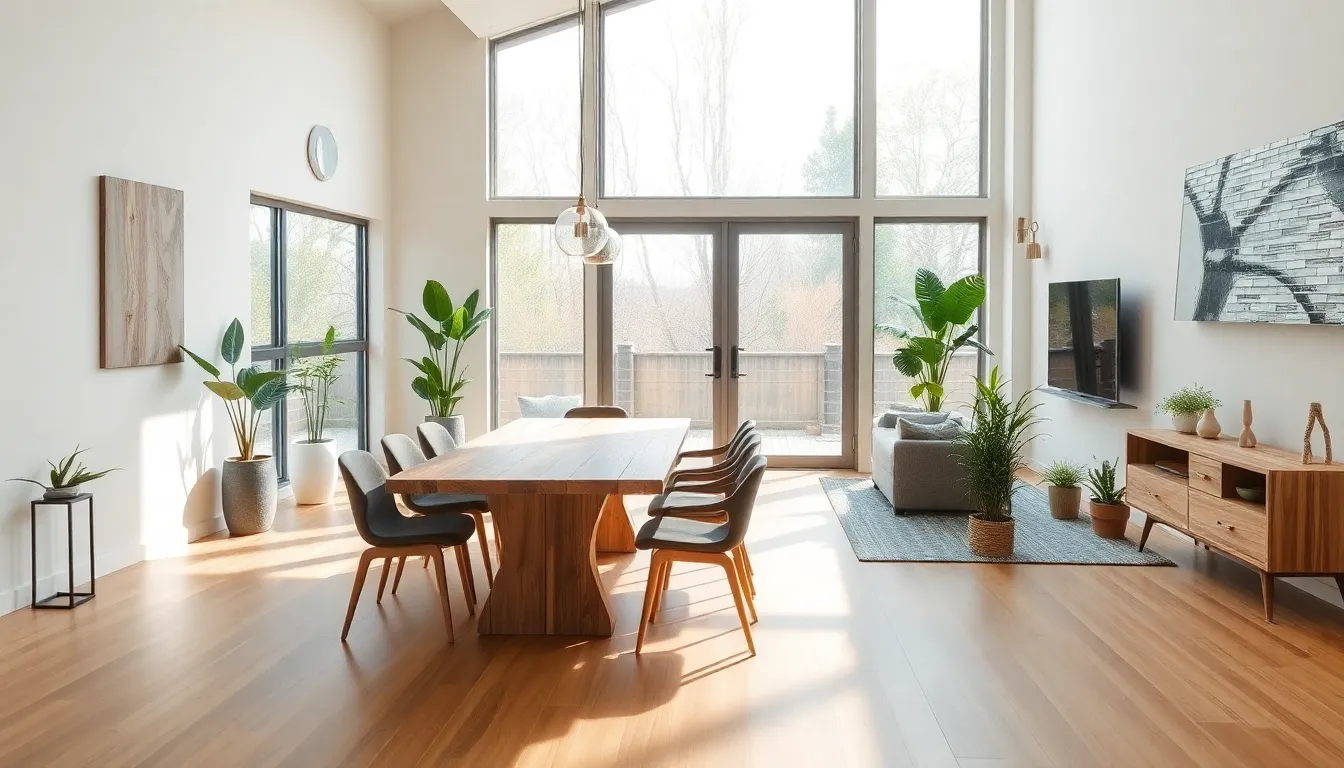 modern living room showcasing sustainable interior design trends.