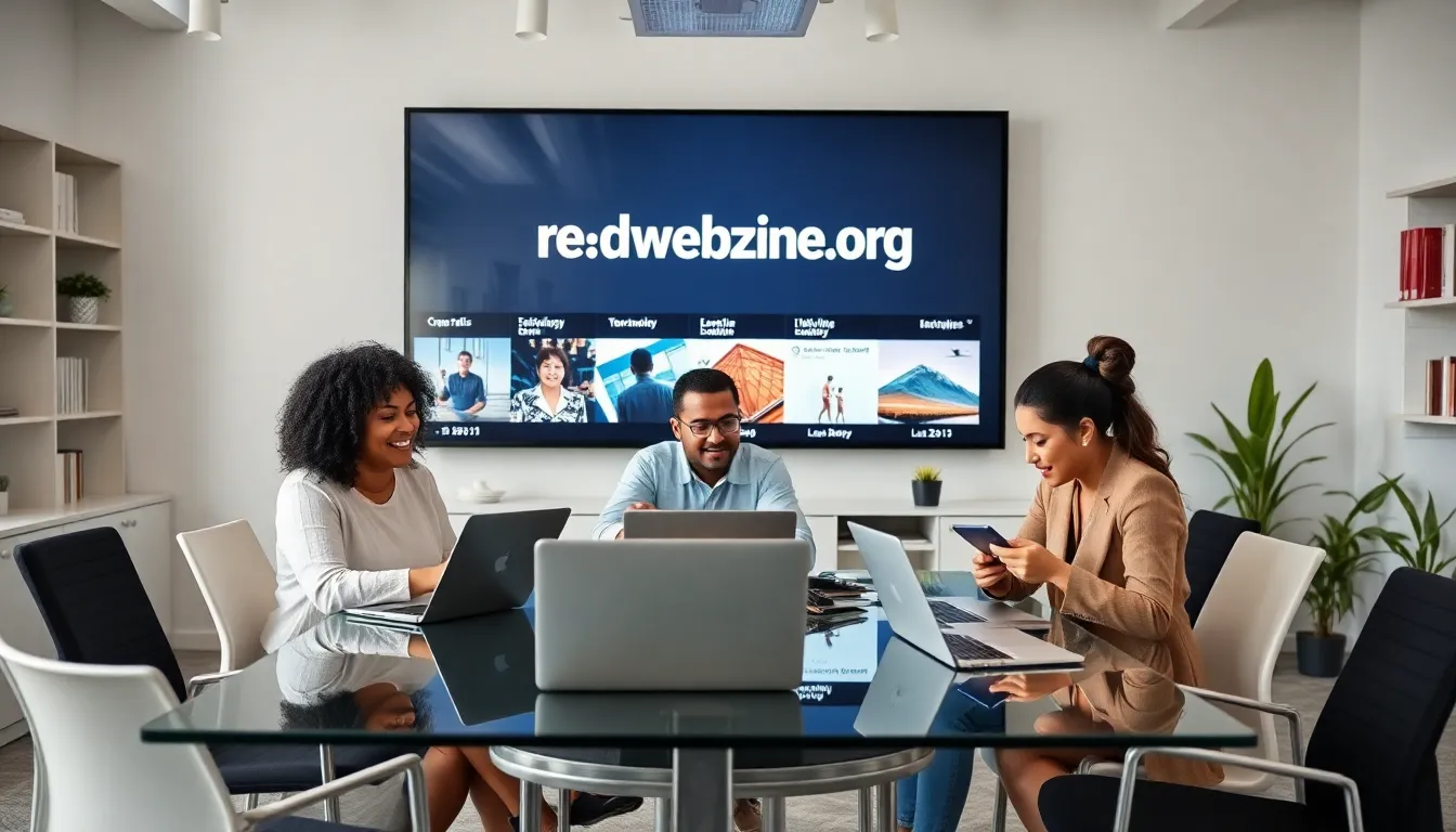 diverse team collaborating in a modern editorial office
