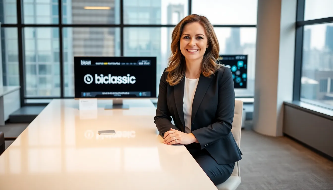 Stacy Klinger in a modern office, representing digital marketing leadership.