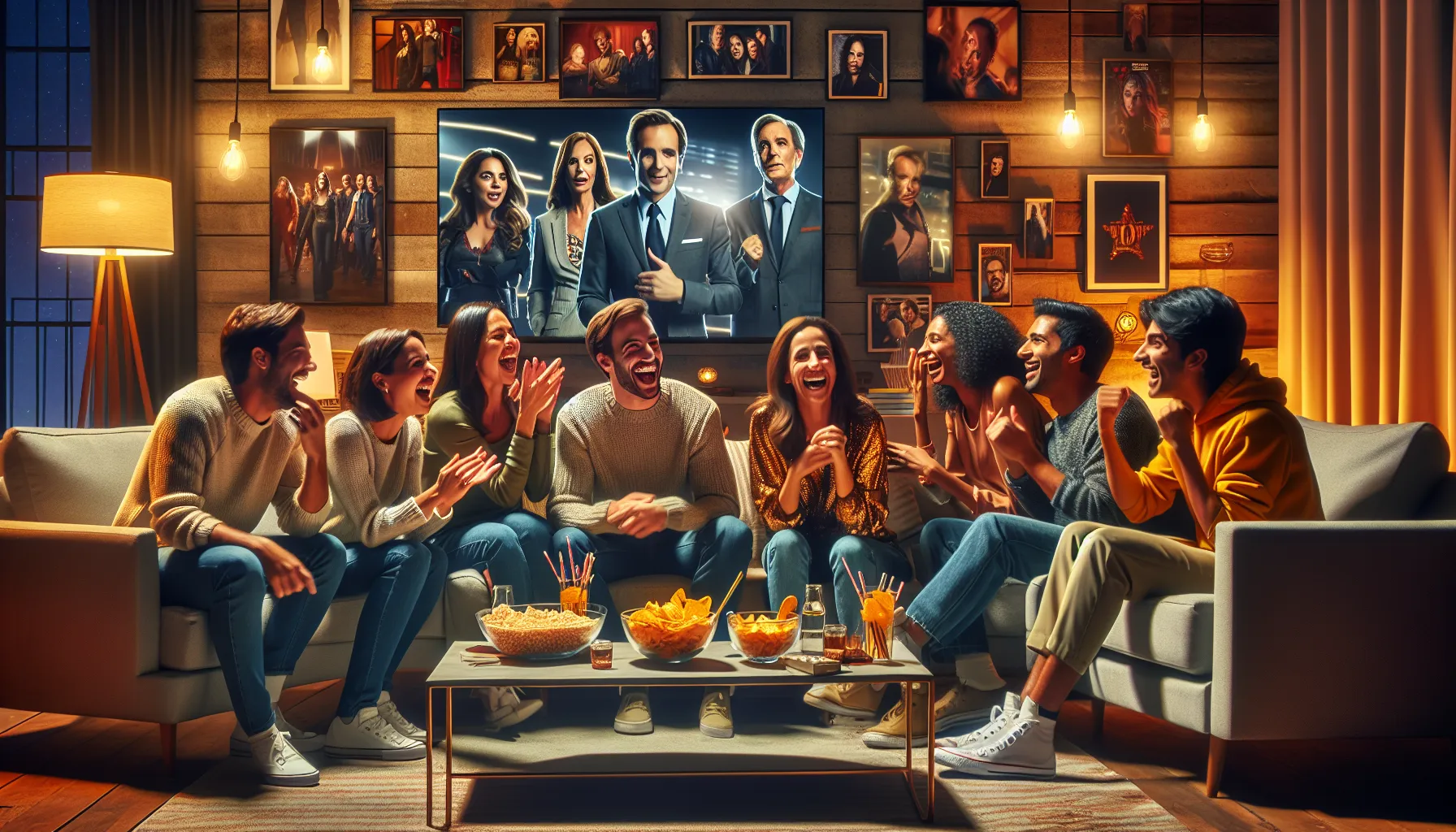 diverse viewers discussing the Kuthira.com series in a cozy living room.