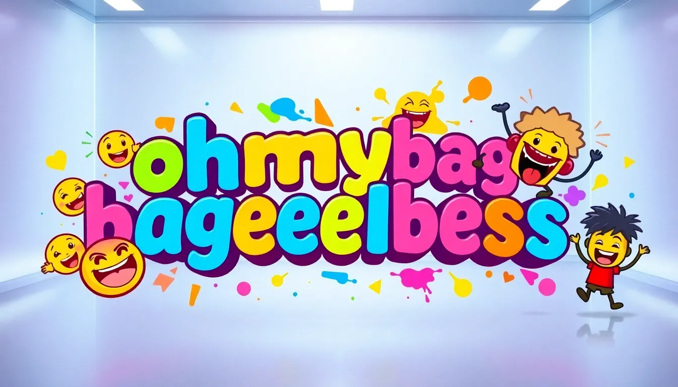 colorful representation of the phrase 'ohmybageeberss' with playful meme elements.