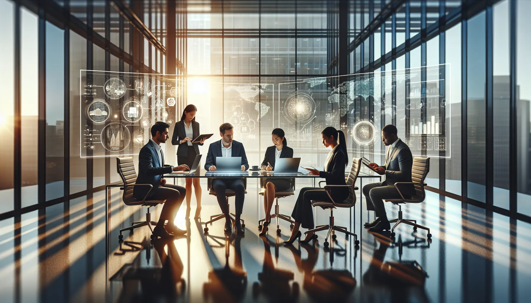 diverse team collaborating in a modern office setting.