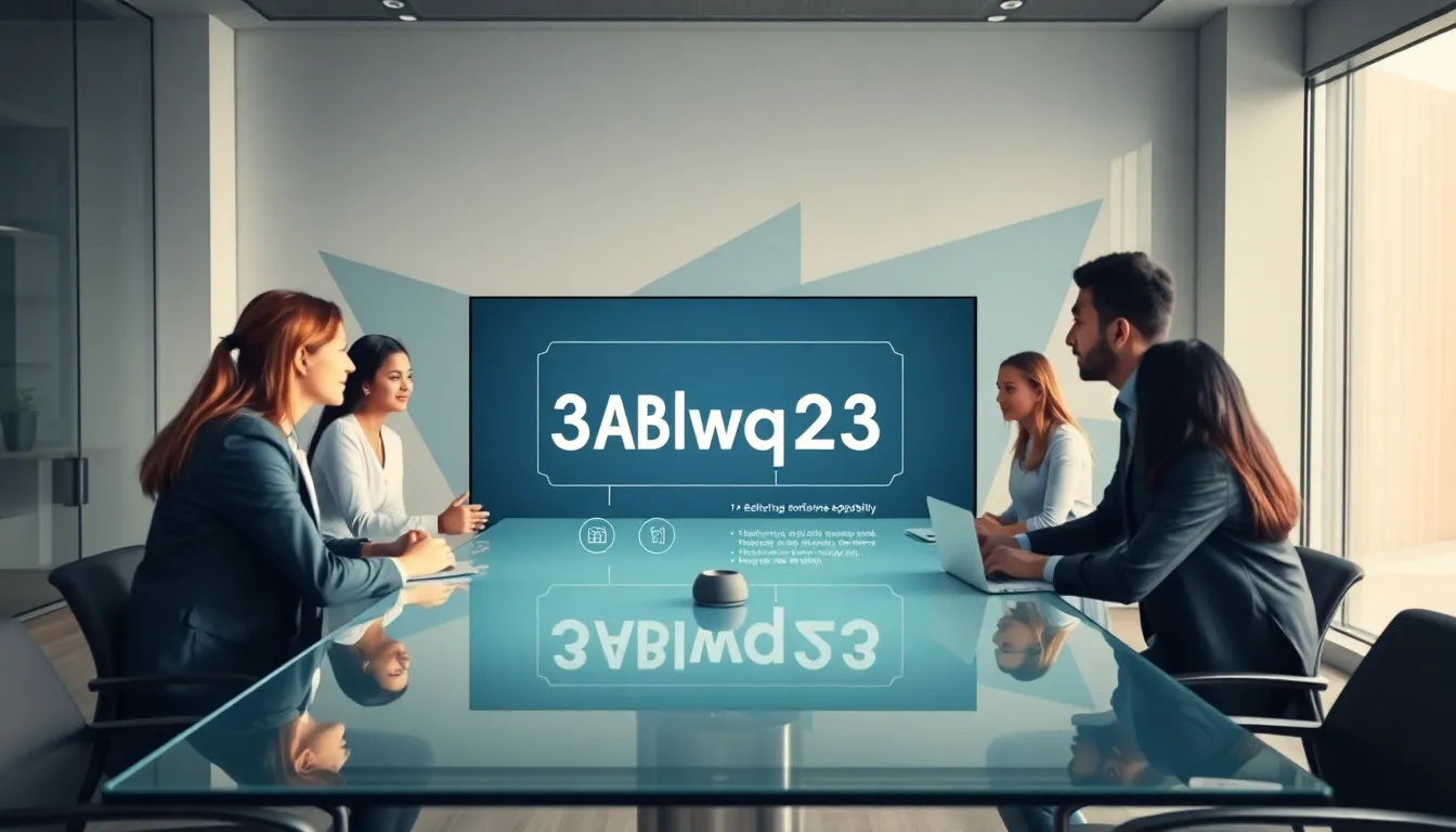 diverse professionals discussing 3Abwlql23 in a modern office.