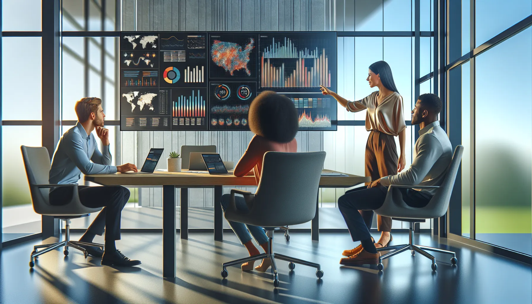 diverse team collaborating in a modern office on project management.