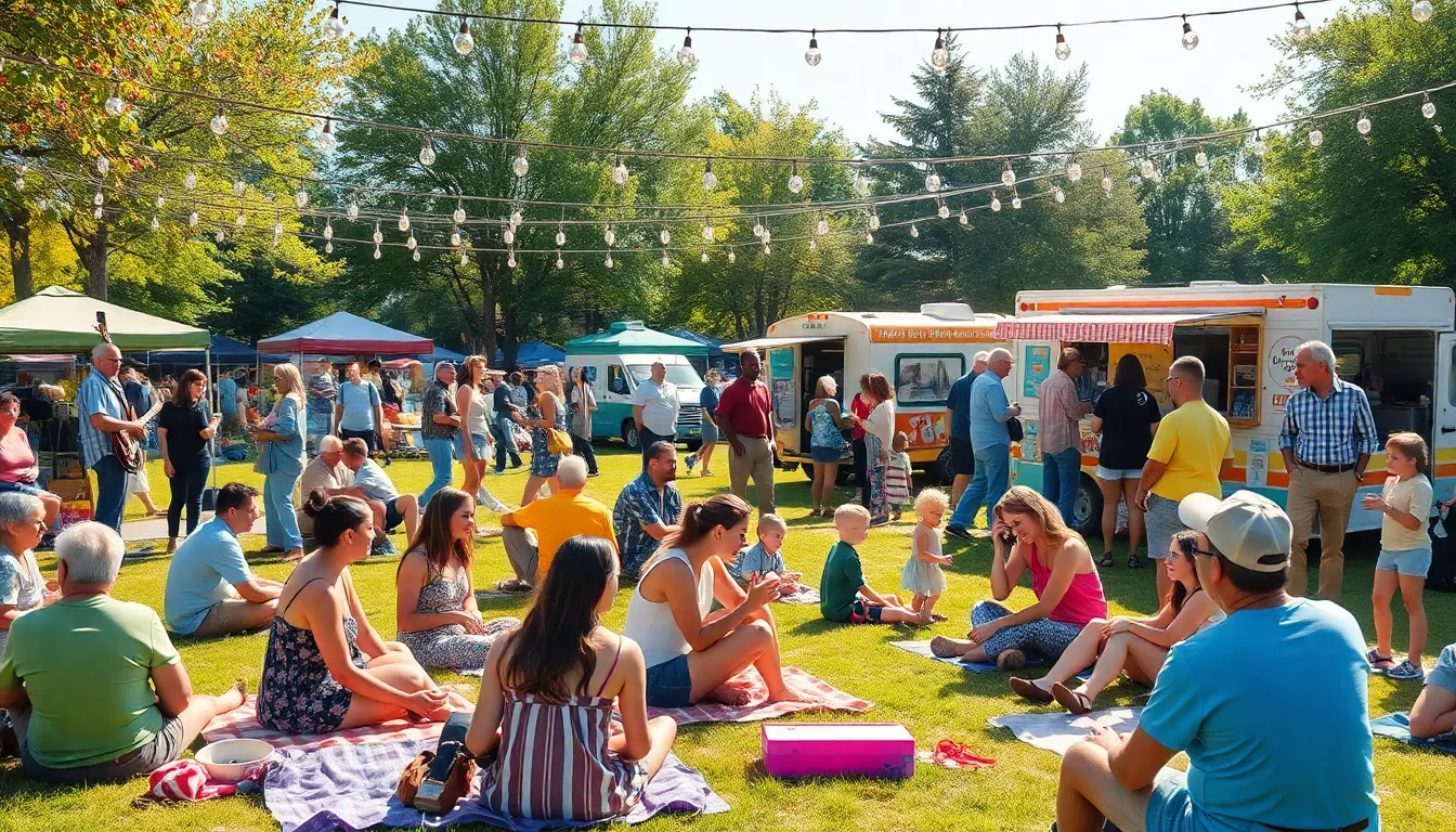 diverse community members enjoying a thrifty outdoor event.