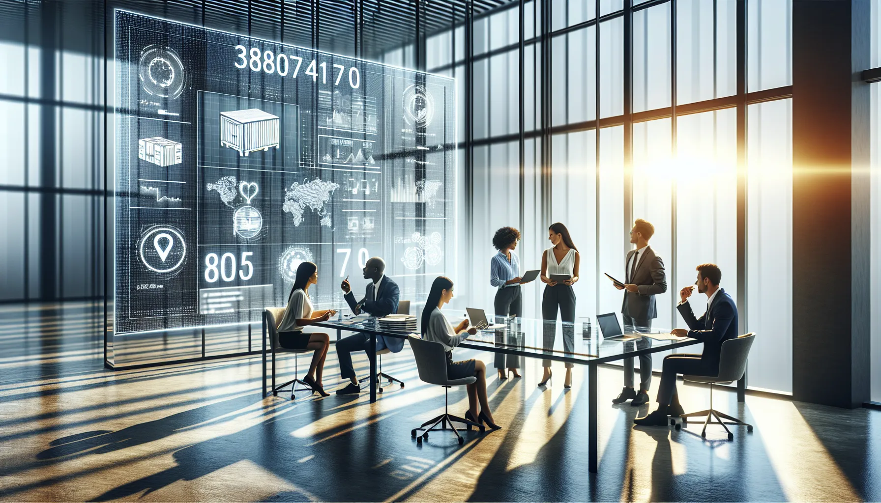 diverse professionals collaborating in a modern office space.