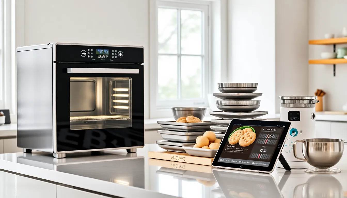 modern kitchen displaying high-tech baking tools for cookie enthusiasts.