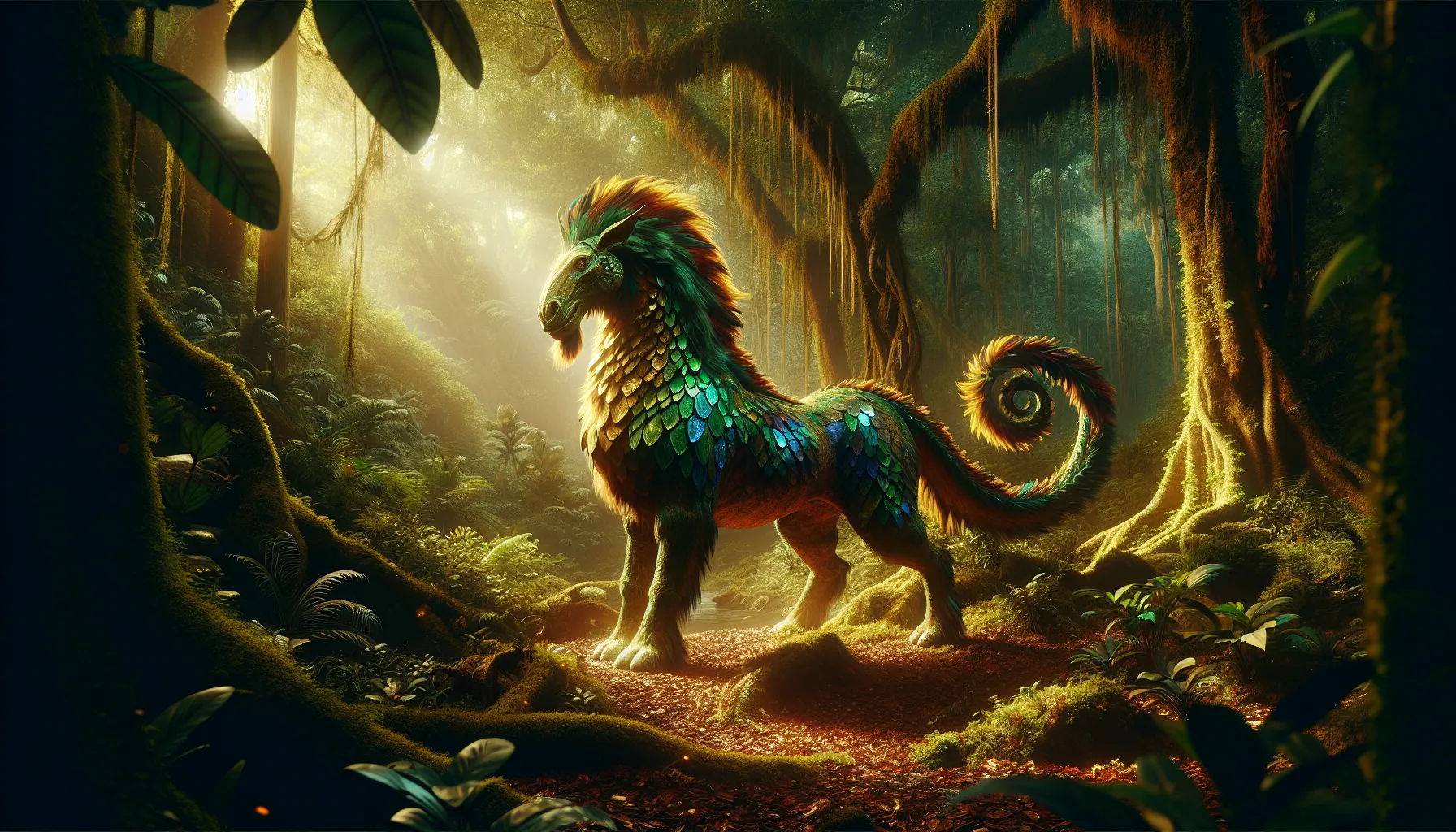 Cancasaur standing in a lush jungle, symbolizing a guardian of nature.