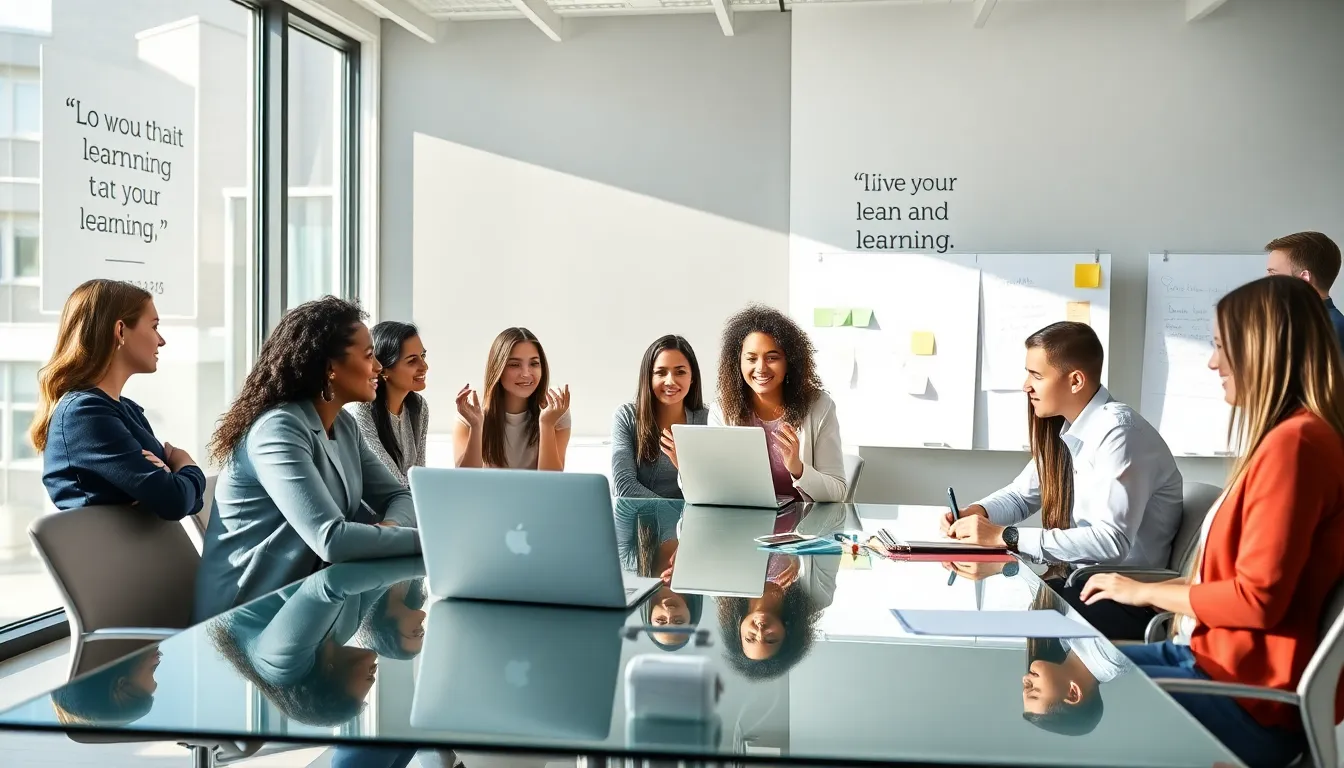 diverse team brainstorming in a modern office setting.