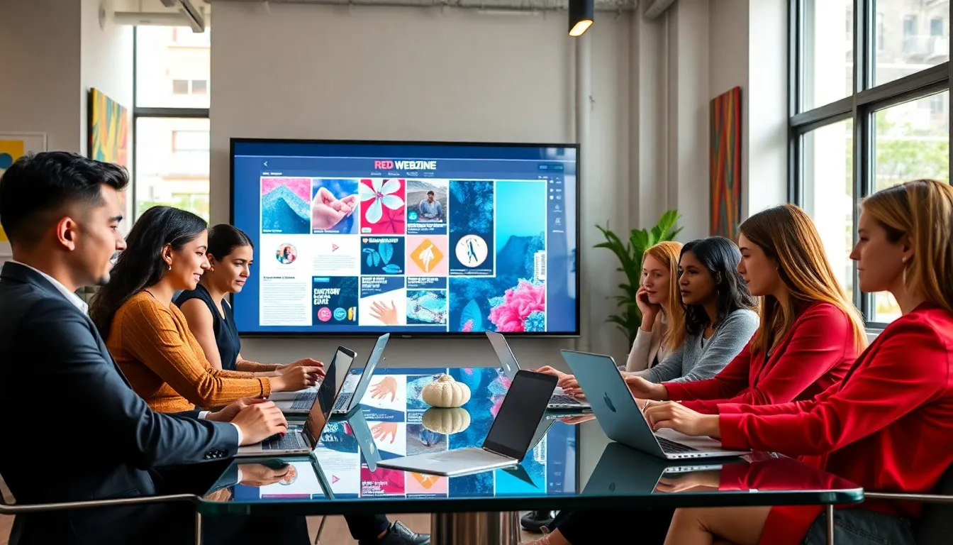 diverse professionals collaborating in a modern digital workspace.
