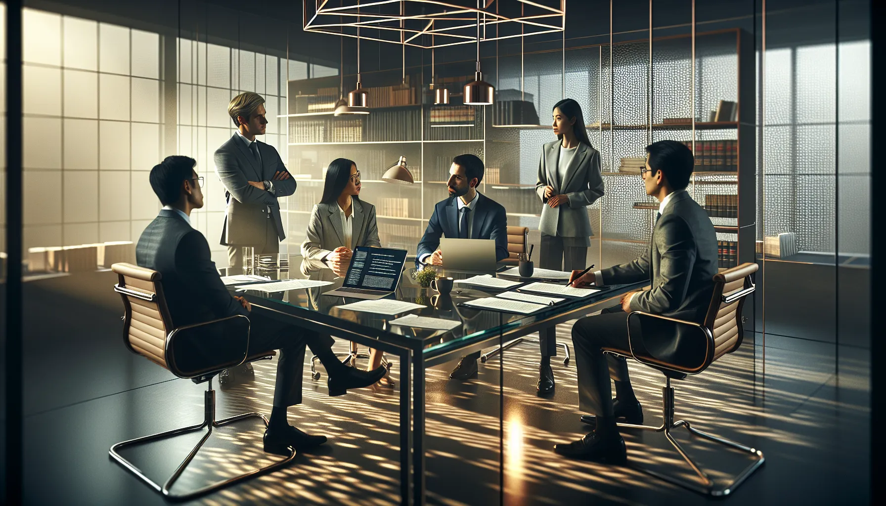 diverse team discussing legal risks of movie streaming online.