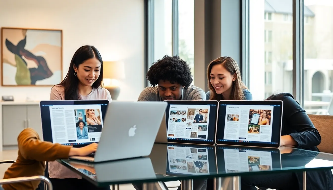 diverse team collaborating on Shotscribus software in a modern office.