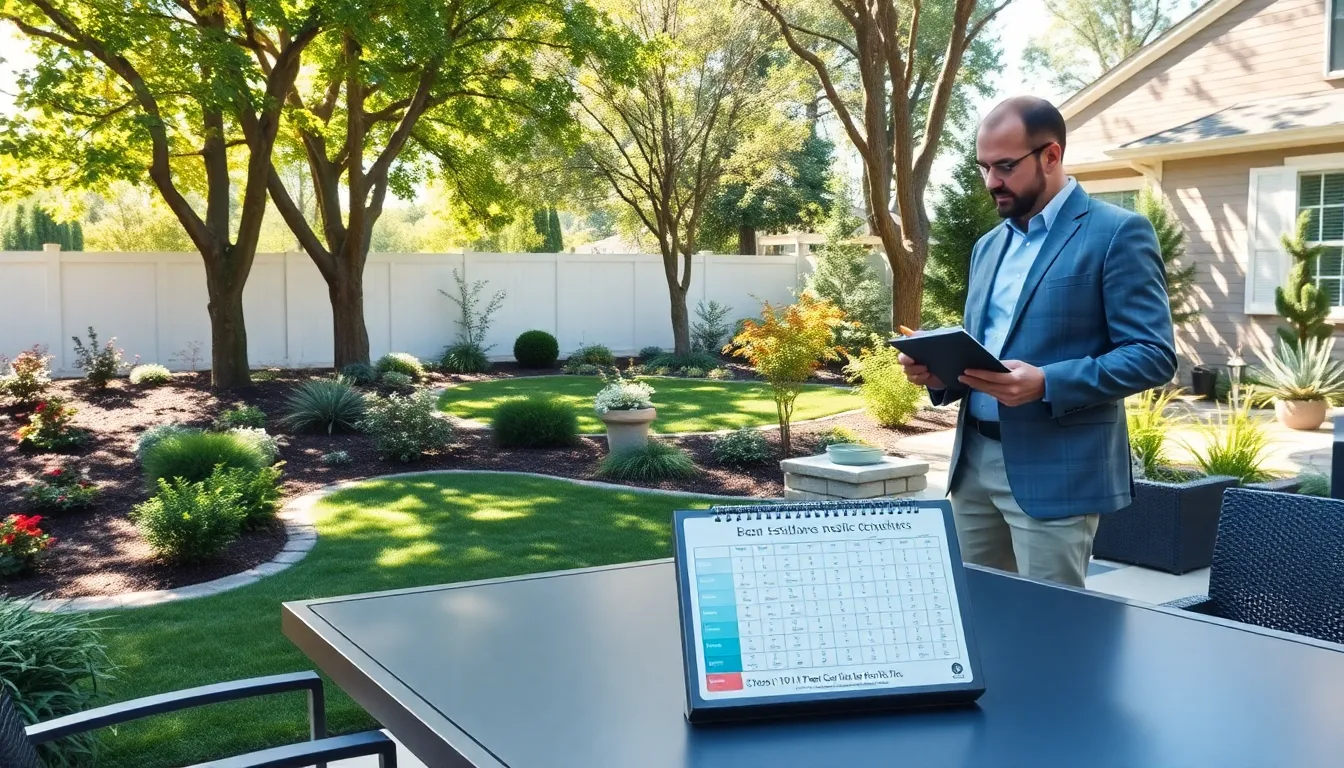 landscape designer assessing a diverse backyard space.