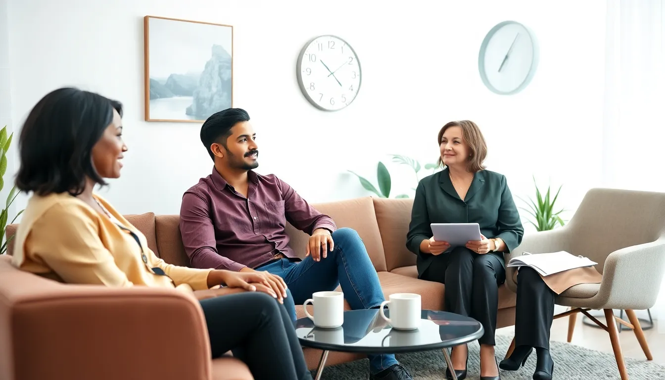 couple in a counseling session discussing their relationship.