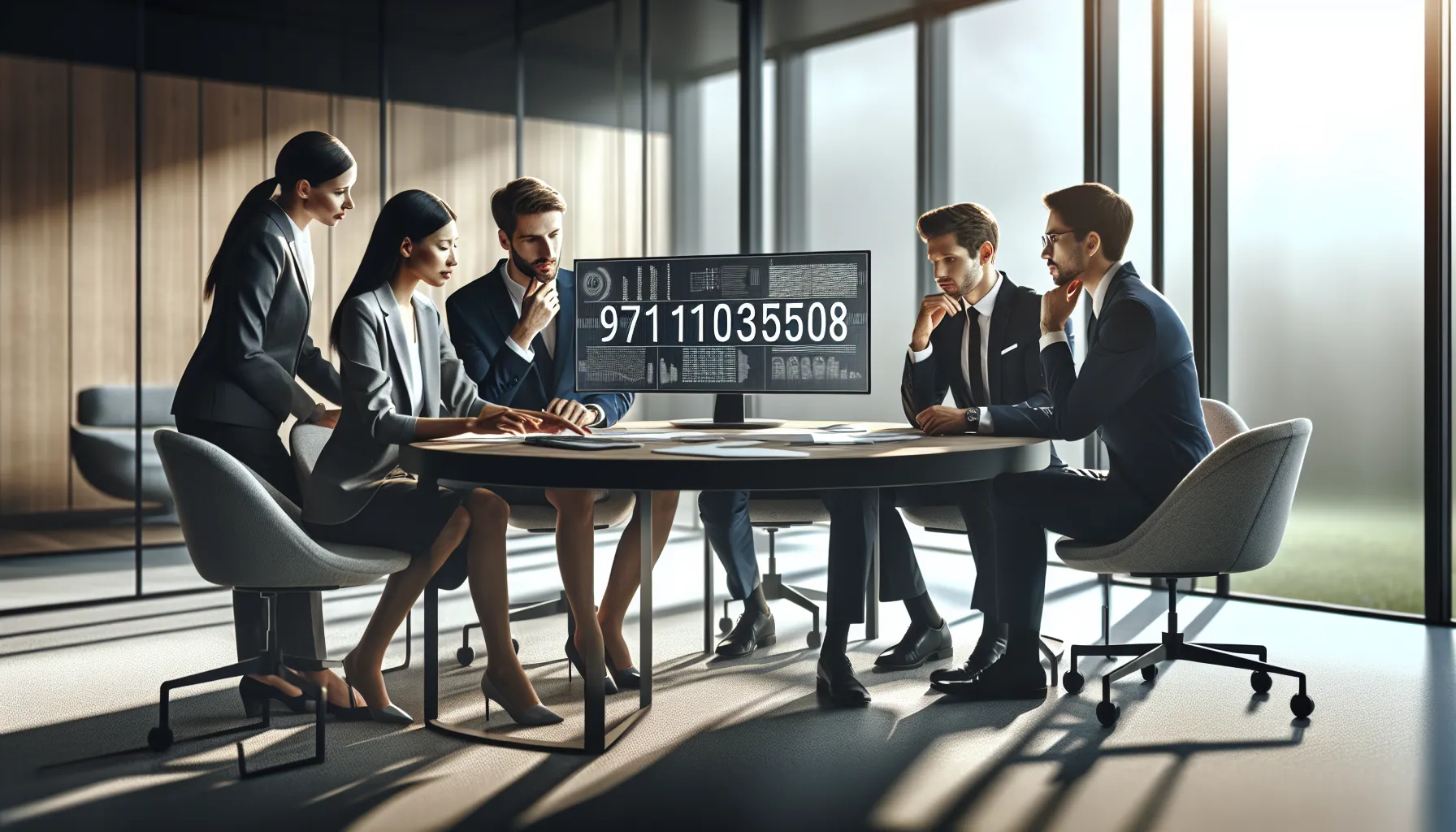 diverse professionals discussing data management in a modern office.