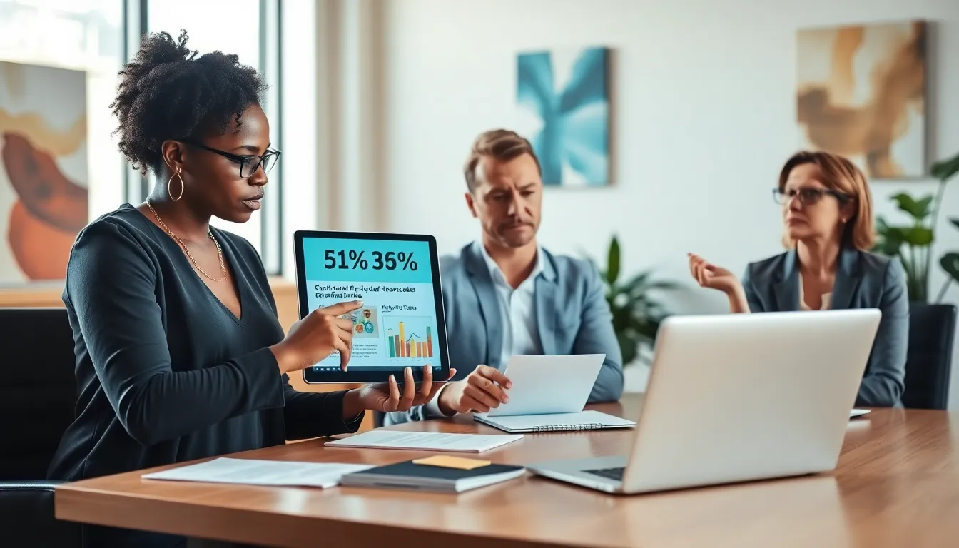 diverse team discussing affordable childcare solutions in a modern office.