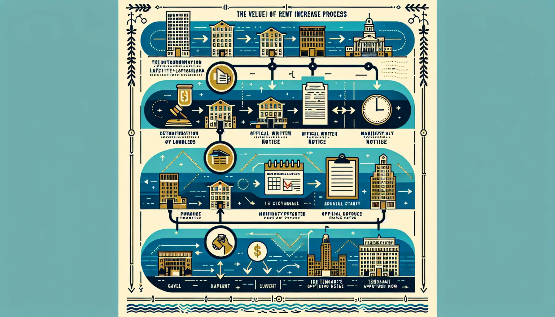 process diagram showing Lafayette’s steps for legal rent increases