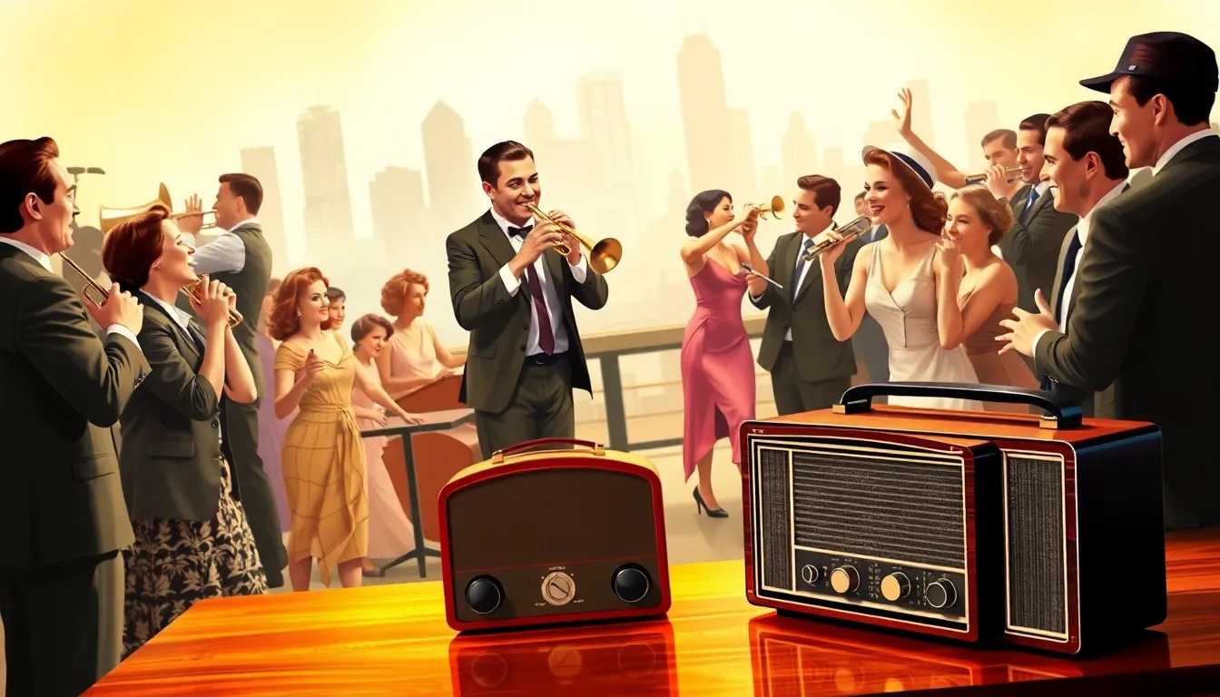 people enjoying jazz music and dancing in a 1930s setting.