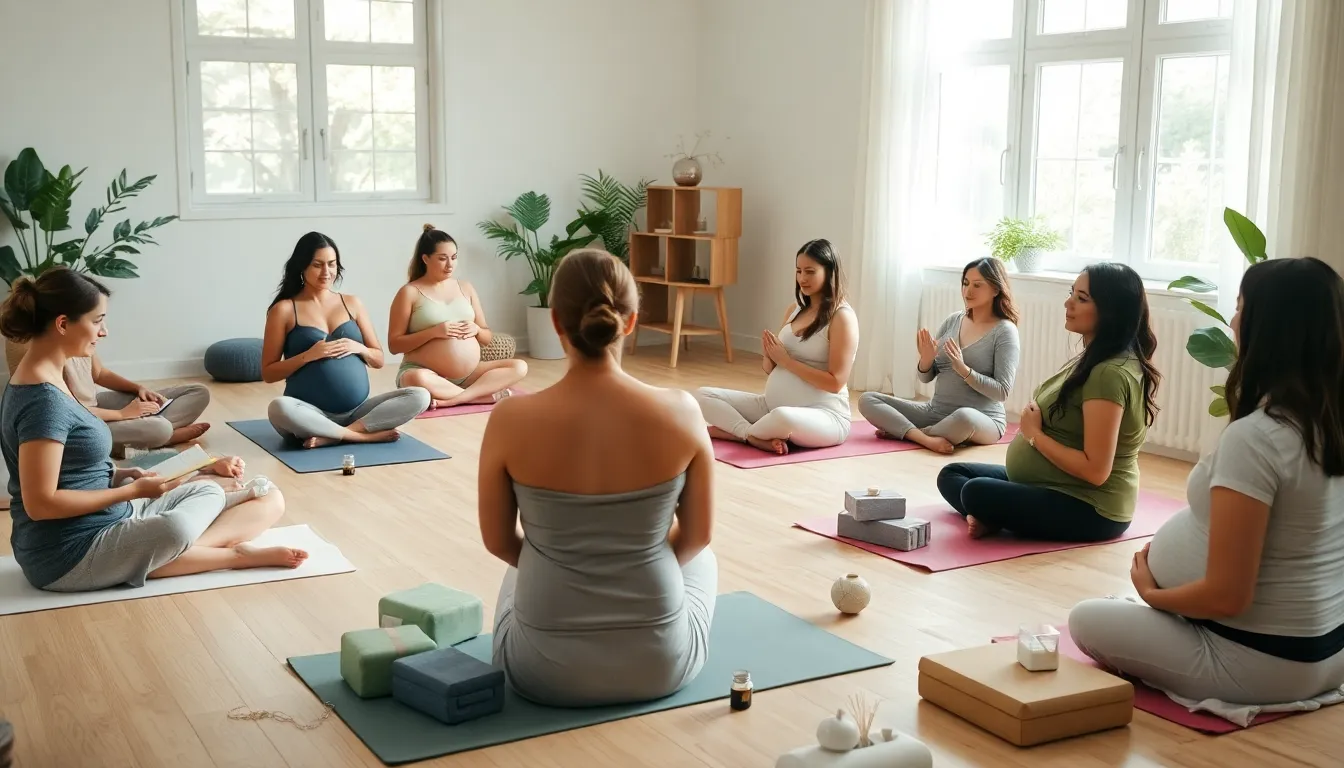 expectant mothers in a calm hypnobirthing class.