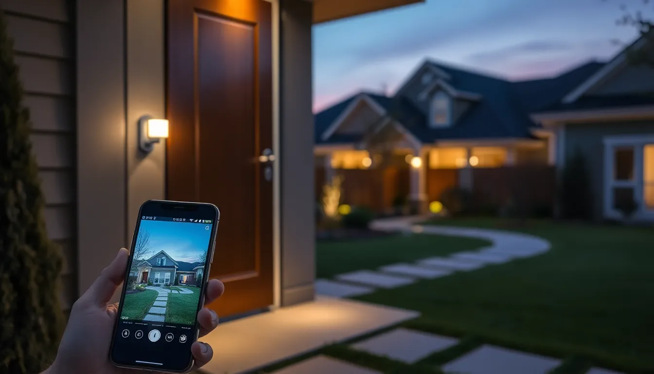 smart home entry with advanced security features and smartphone monitoring.
