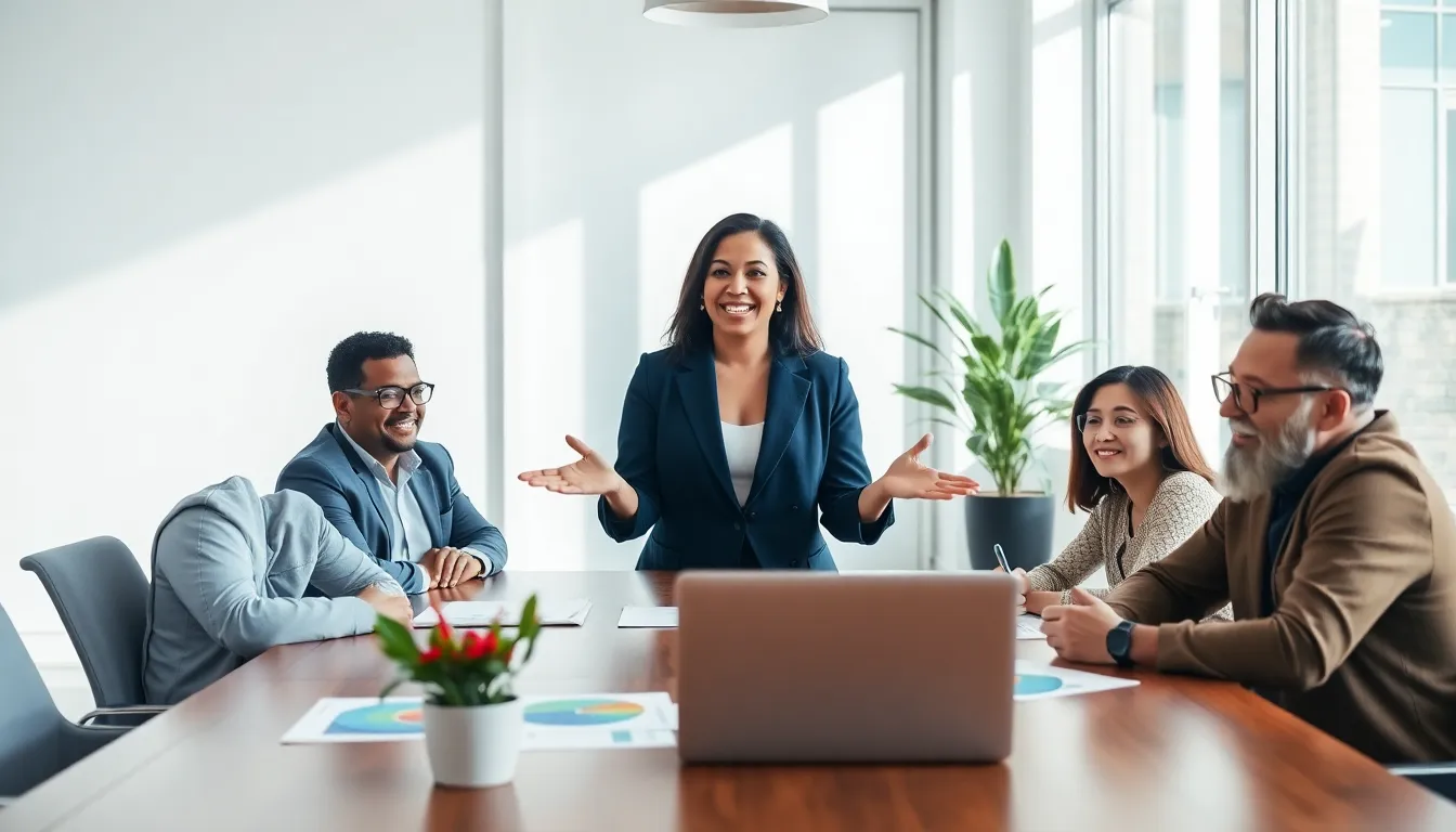 A diverse team collaborates in a modern office, emphasizing emotional intelligence in leadership.