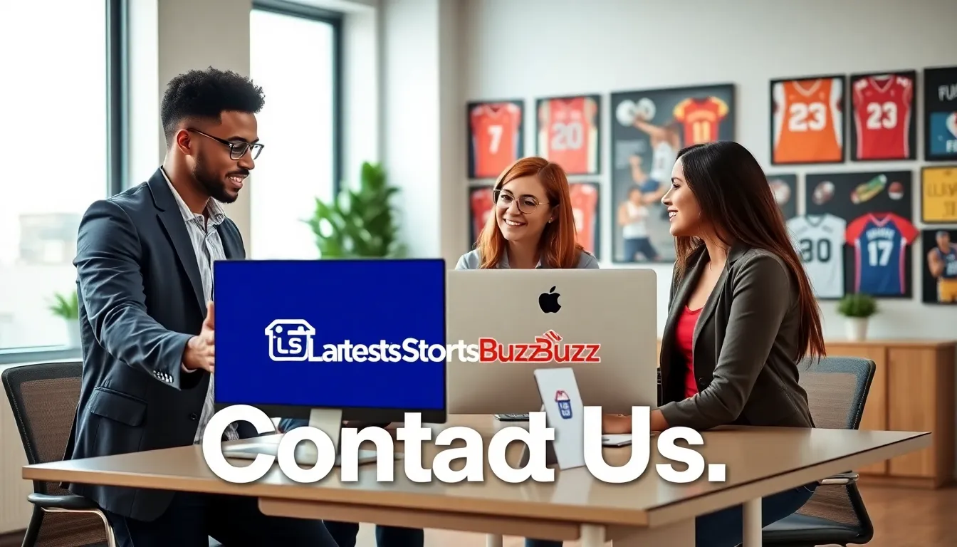 three diverse team members discussing in a modern office space