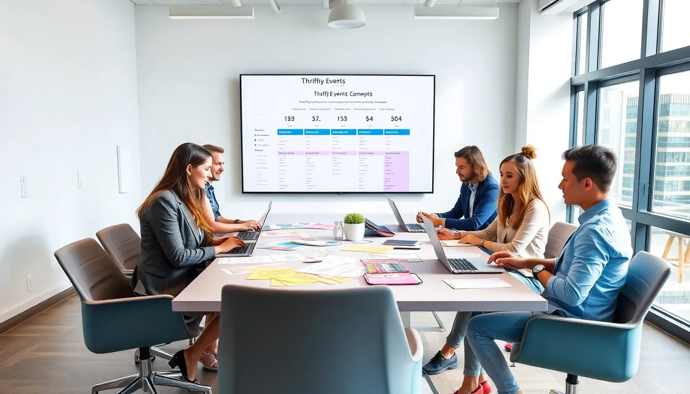 diverse team planning events in a modern office.