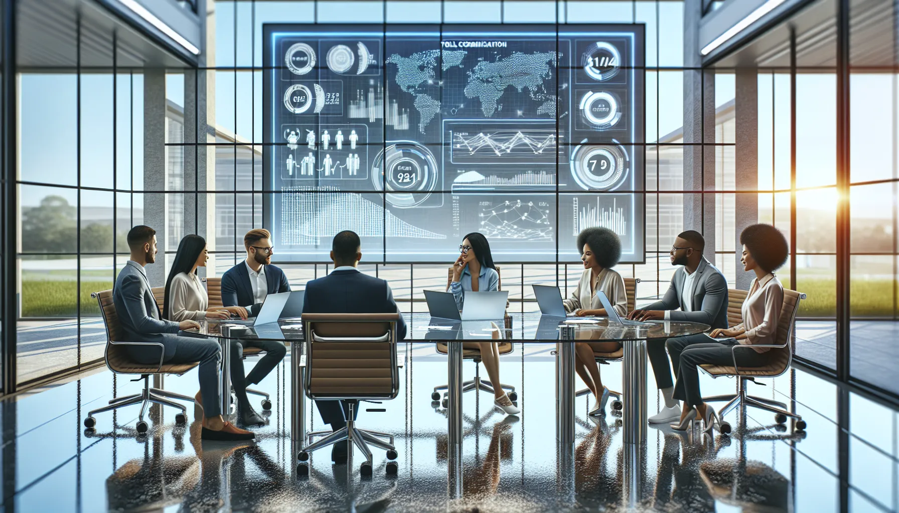 team discussing customer service strategies in a modern office.