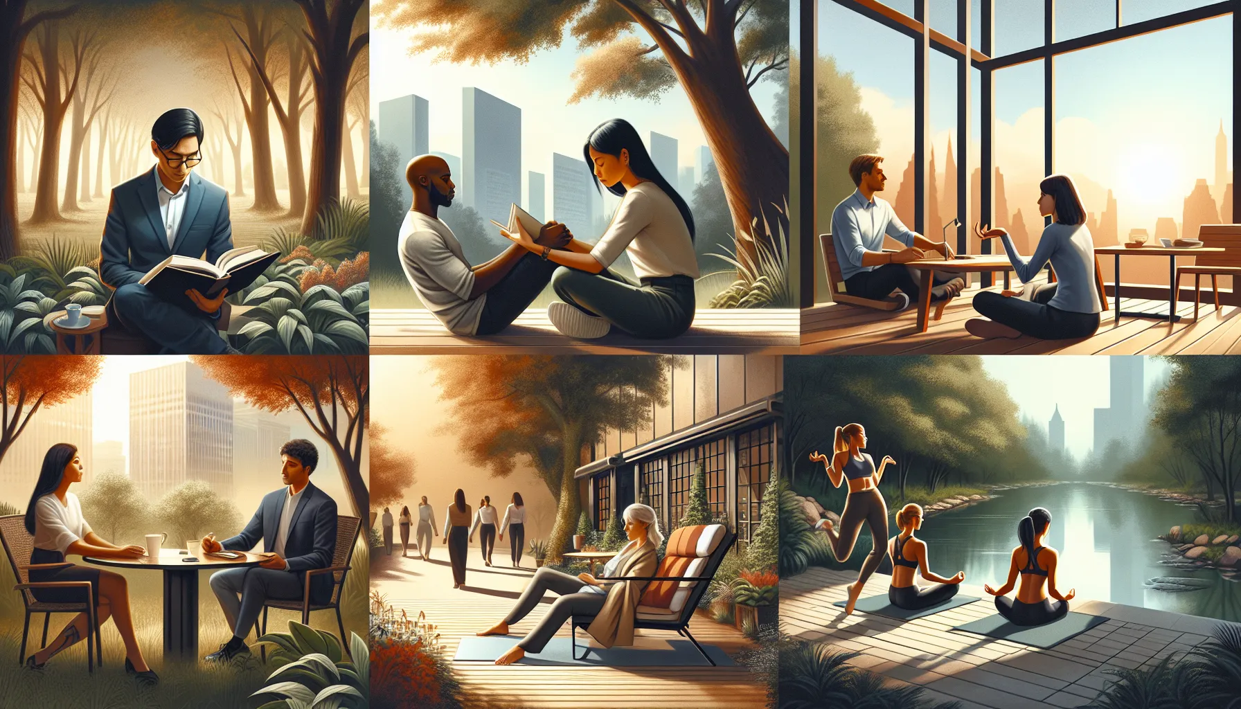 diverse group enjoying a digital detox in a natural setting.