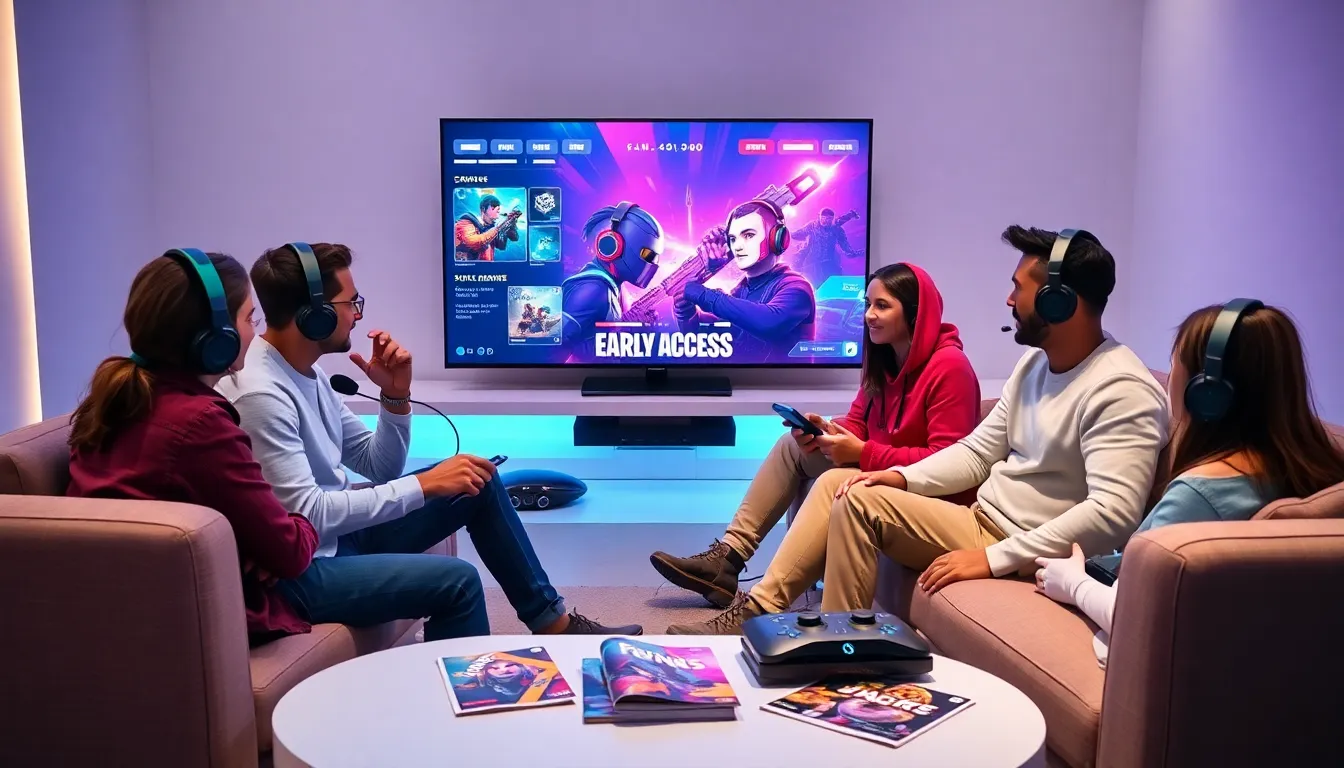 diverse group testing a game in a modern gaming setup.