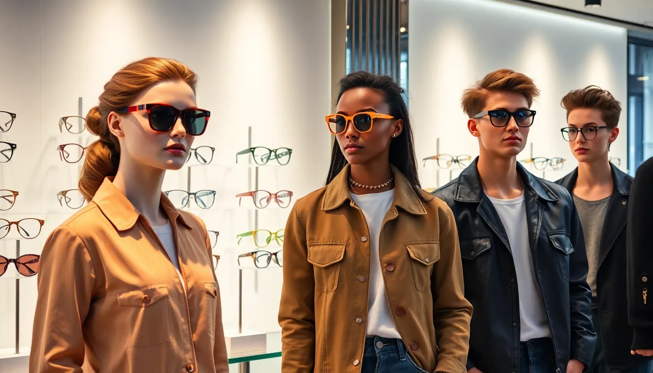 modern eyewear display showcasing vibrant styles in a boutique.