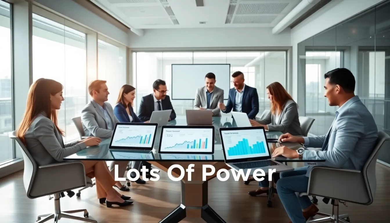 diverse team discussing energy management in a modern office.