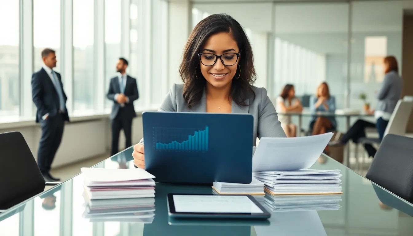 professional reviewing inheritance investment strategies in a modern office.