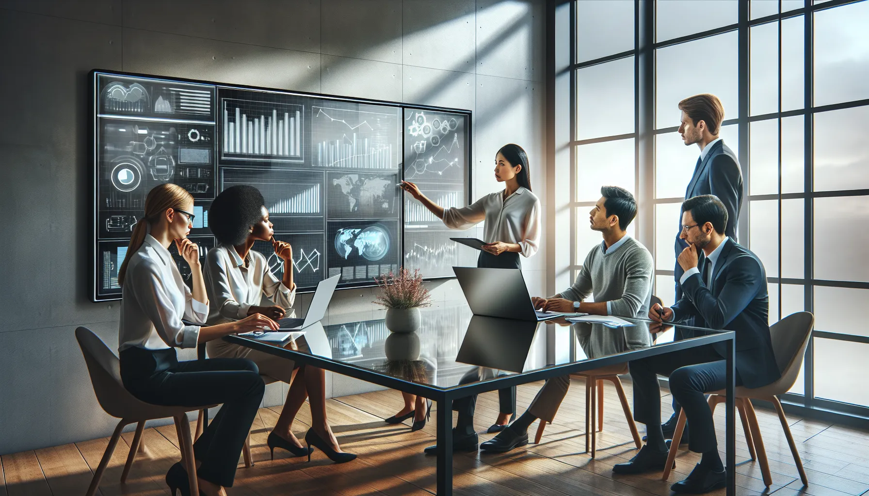 diverse team discussing challenges in a modern office.