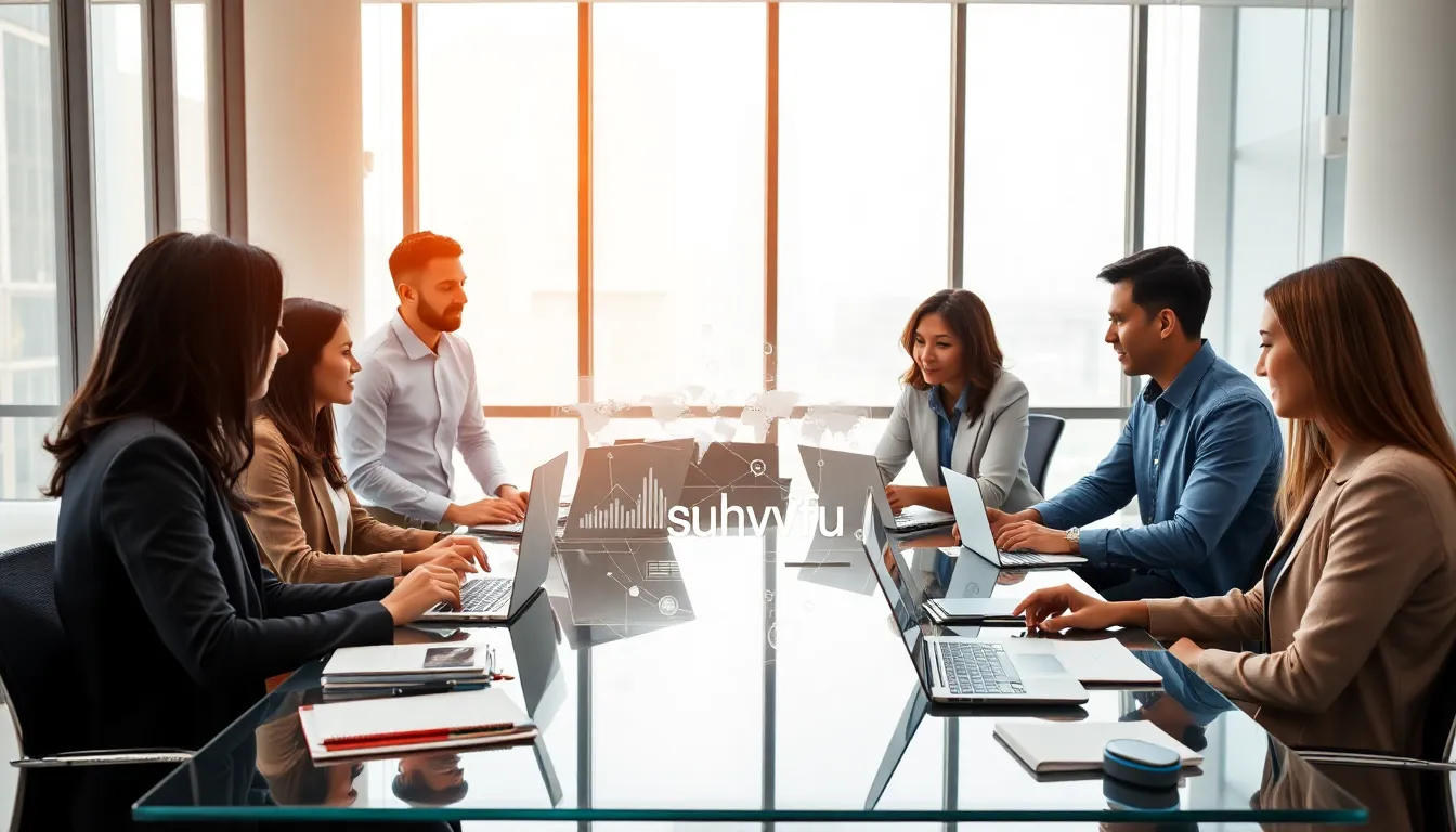 diverse team brainstorming in a modern office setting.