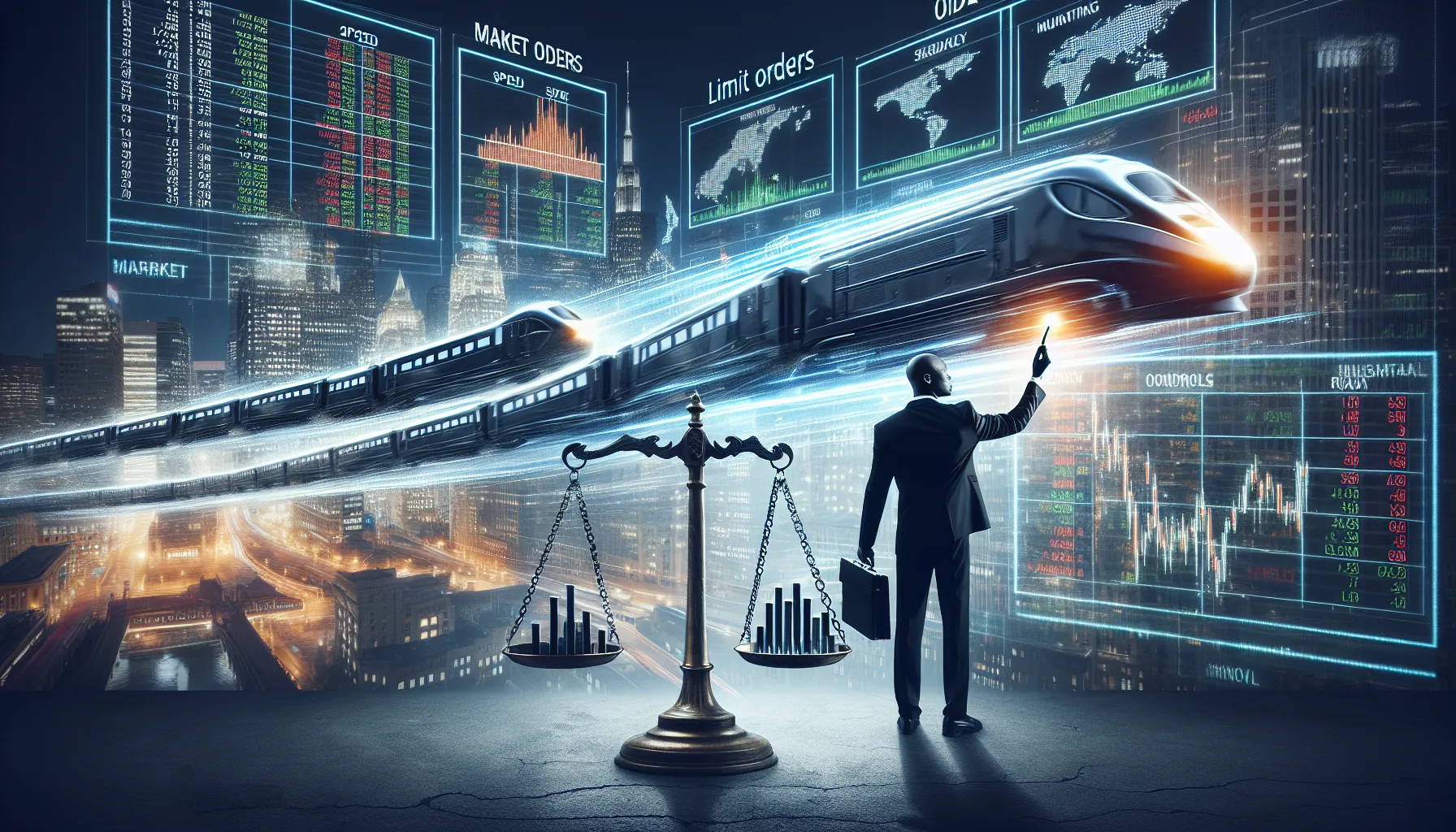 A visually contrasting image of market and limit stock orders in a metaphorical setup.