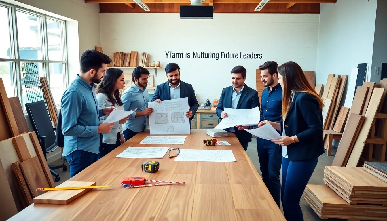 young entrepreneurs collaborating on cabinet designs in a modern workspace.