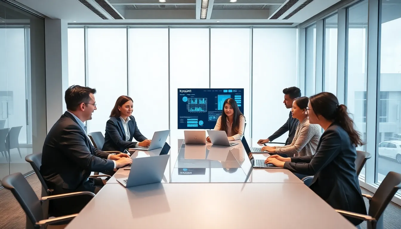 diverse team discussing Kpxsmt in a modern office.