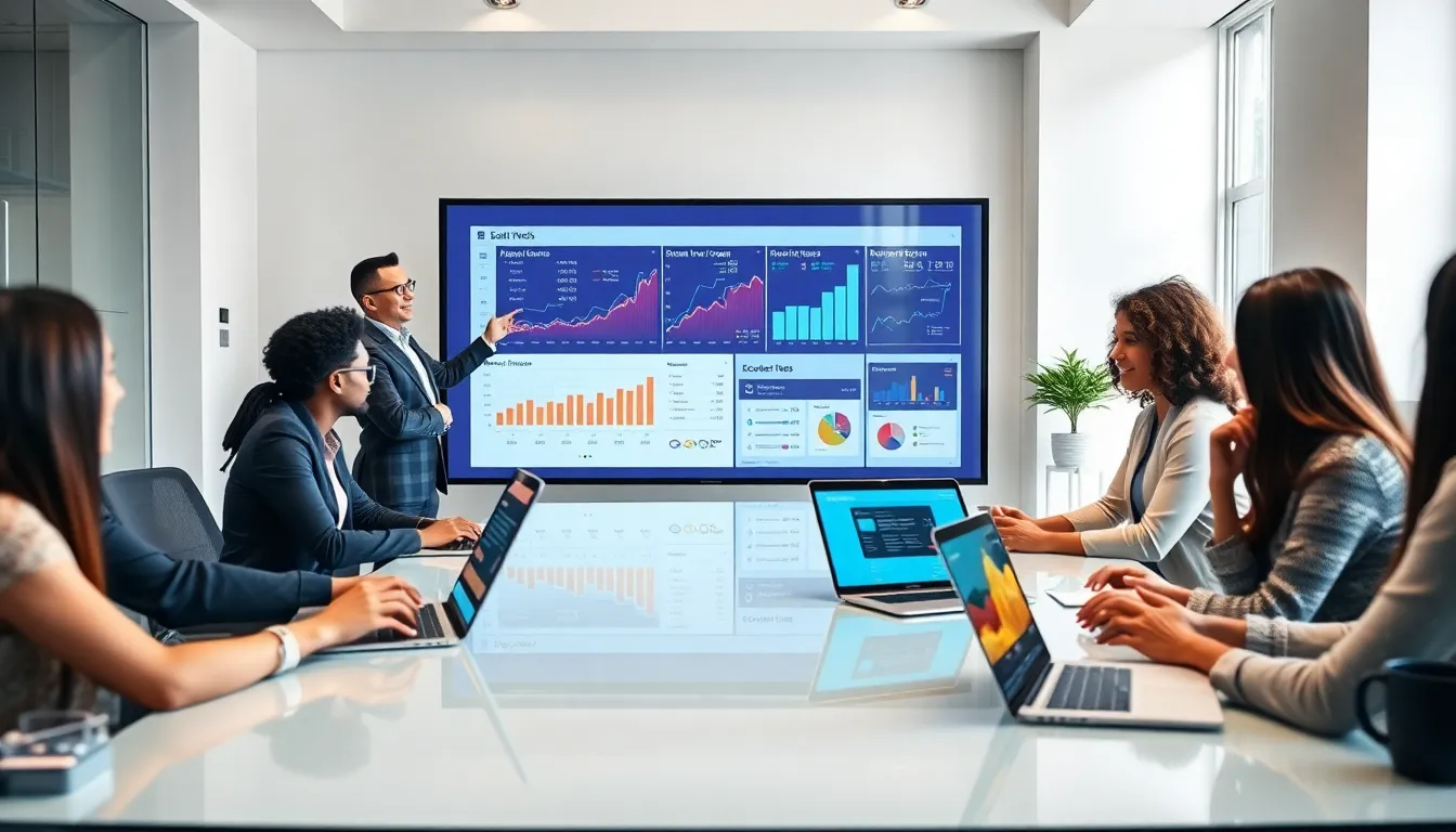 diverse team collaborating on software applications in a modern office.