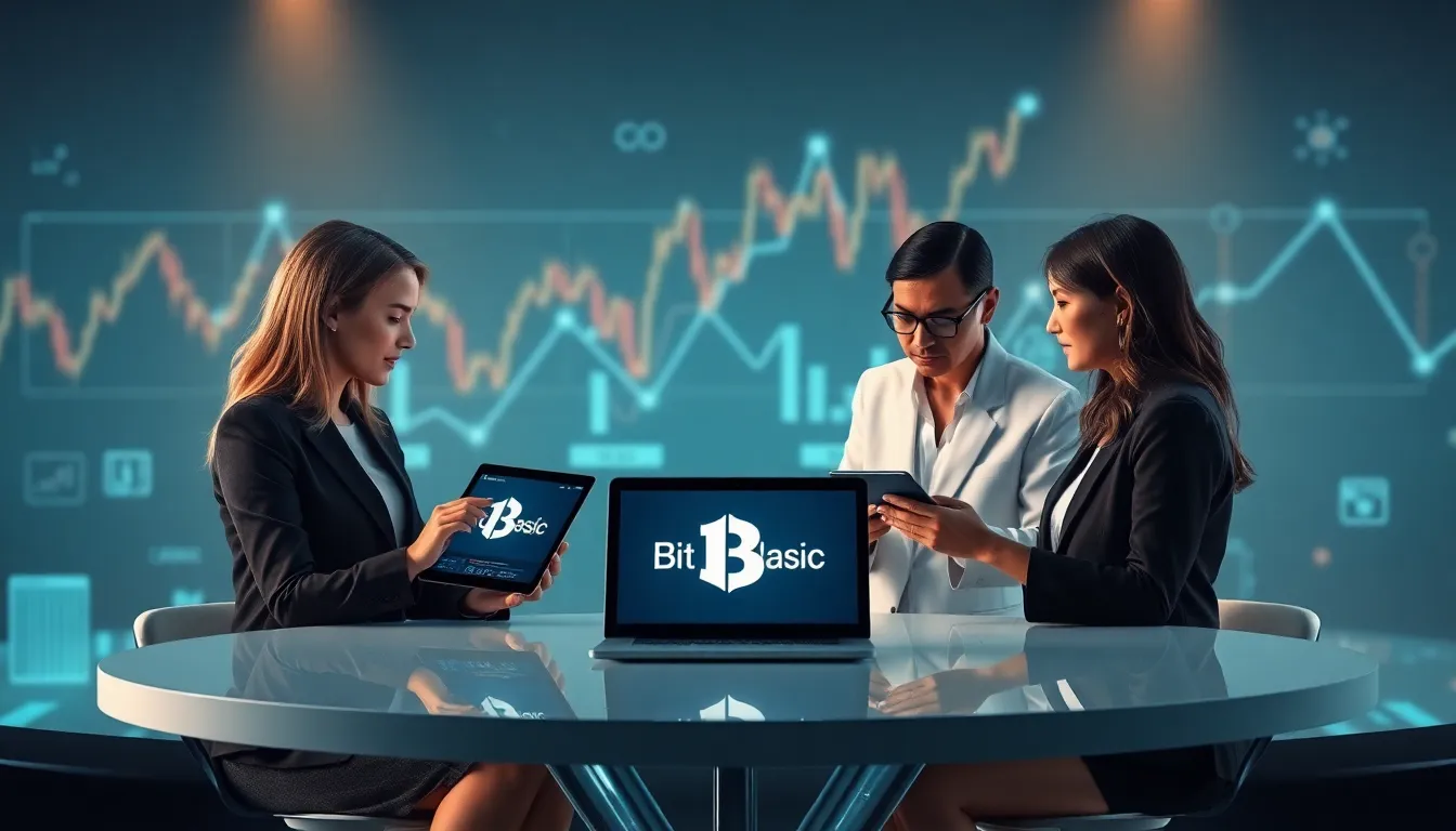 diverse team discussing Bitclassic cryptocurrency in a modern setting.